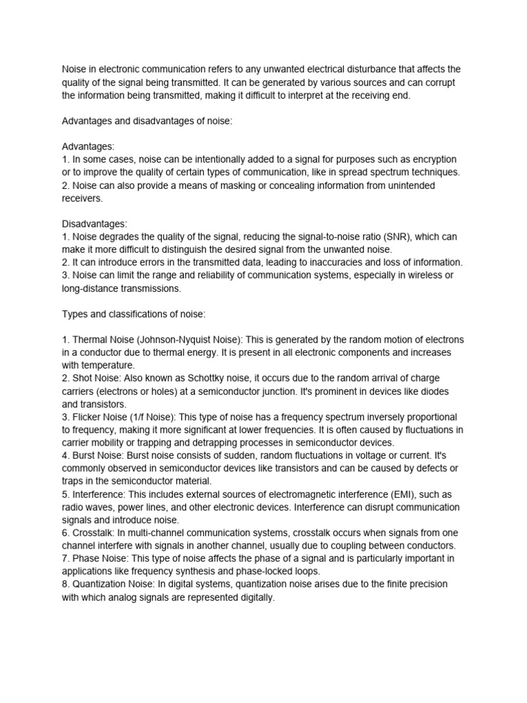 Noise Notes | PDF | Electromagnetic Interference | Analog To Digital ...