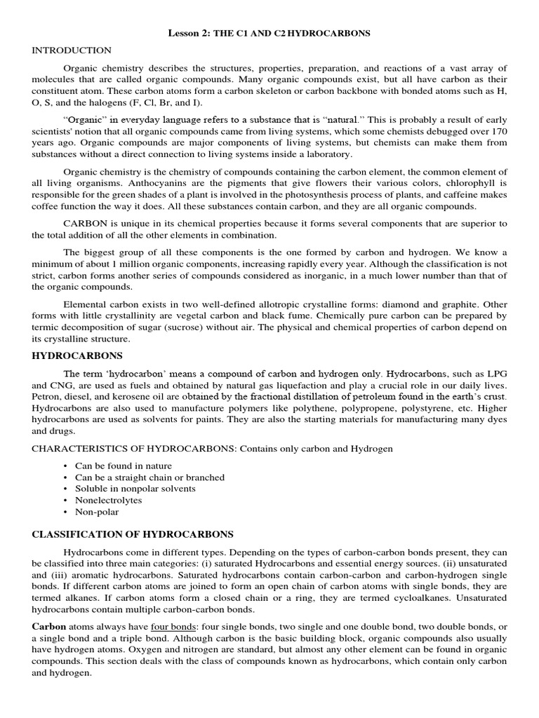 Lesson 2 Genchem Pdf Hydrocarbons Alkane