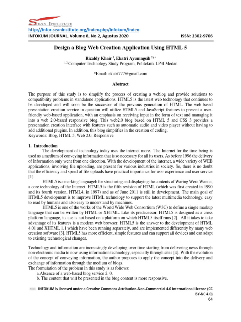 HTML5 Blog Creation App Design Guide | PDF | Html5 | Html