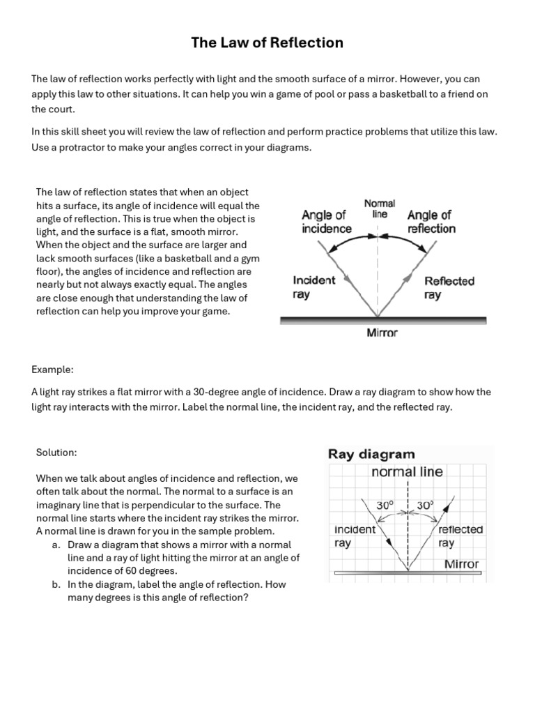 Understanding the Law of Reflection | PDF | Reflection (Physics) | Mirror