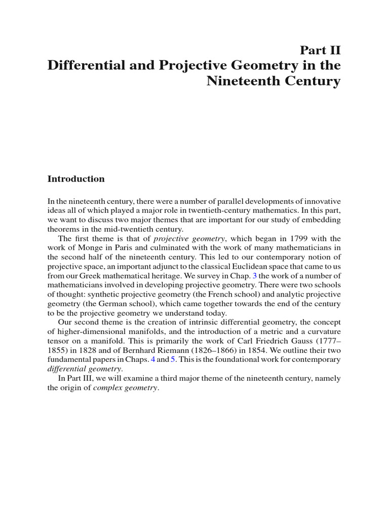 Differential and Projective Geometry in The Nineteenth Century | PDF
