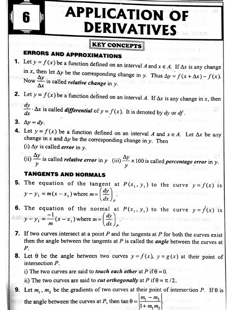 Application of derivatives pdf