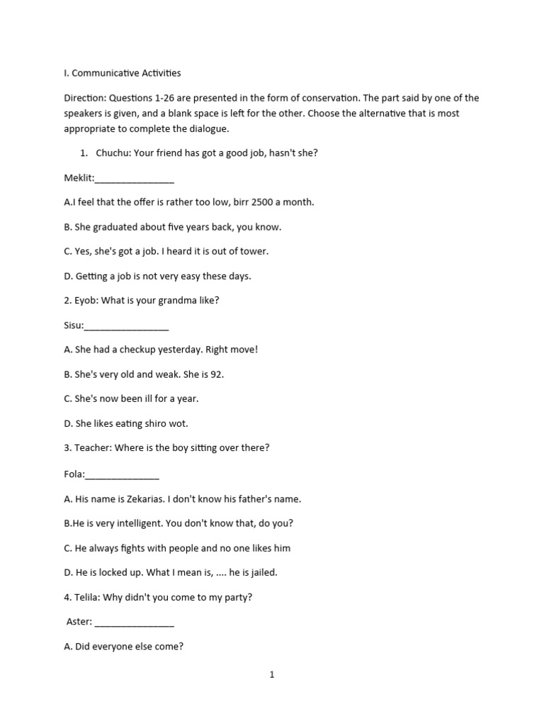 Dialogue Completion Exercises | PDF | Art