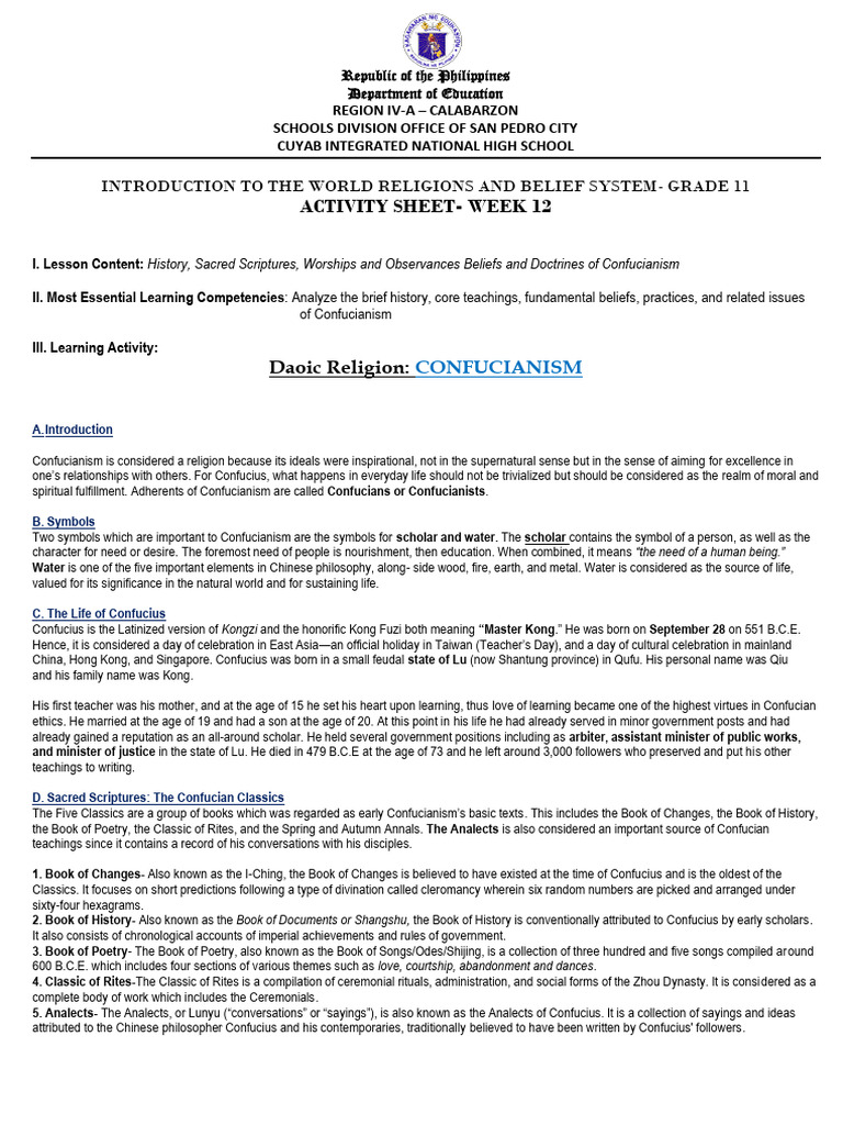 Confucianism: Beliefs and Practices | PDF | Confucianism | Analects