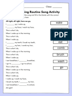 Daily Routines Fill in The Blanks Writing Activity Worksheet