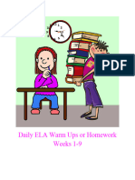 Daily ELA Warm Ups or Homework Weeks 1-9