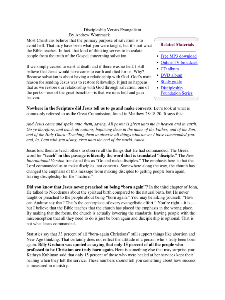 Discipleship Over Conversion | PDF | Born Again | Disciple (Christianity)