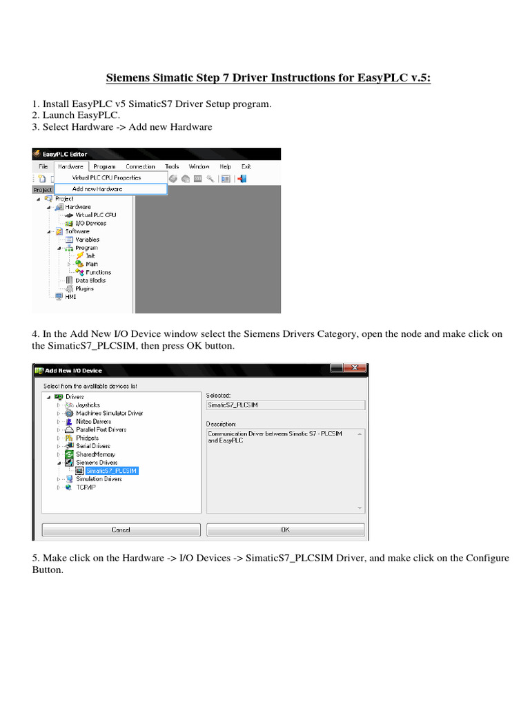 EasyPLC Driver For Siemens Simatic Step 7 Instructions | PDF | Input ...
