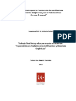 Propuesta Técnica para La Construcción e Una Planta de Tratamiento de Efluentes para La Fabricación de Cerveza Artesanal. Fedeli, M.V.