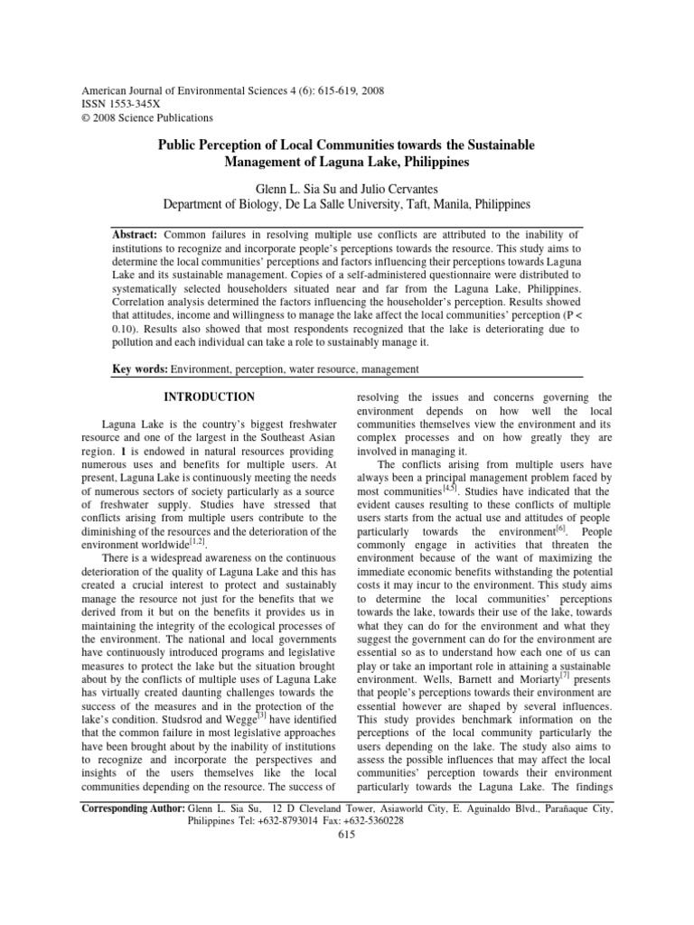 Laguna Lake Community Perceptions Study | PDF | Natural Environment ...