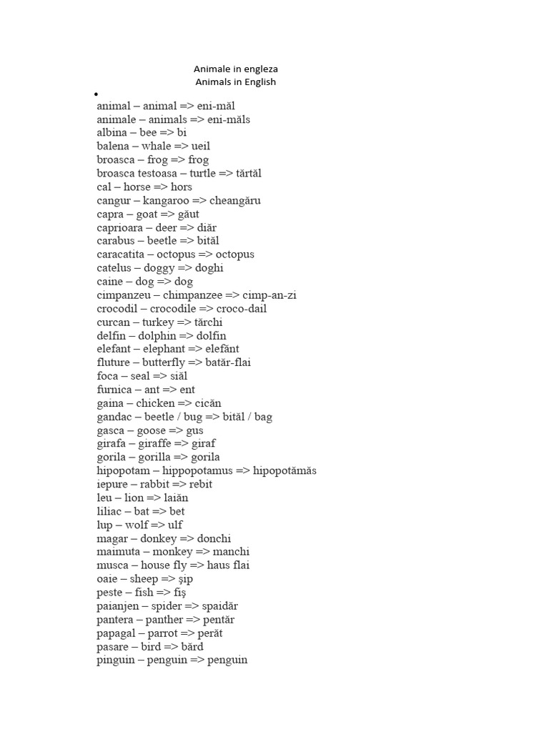 animale-in-engleza-pdf