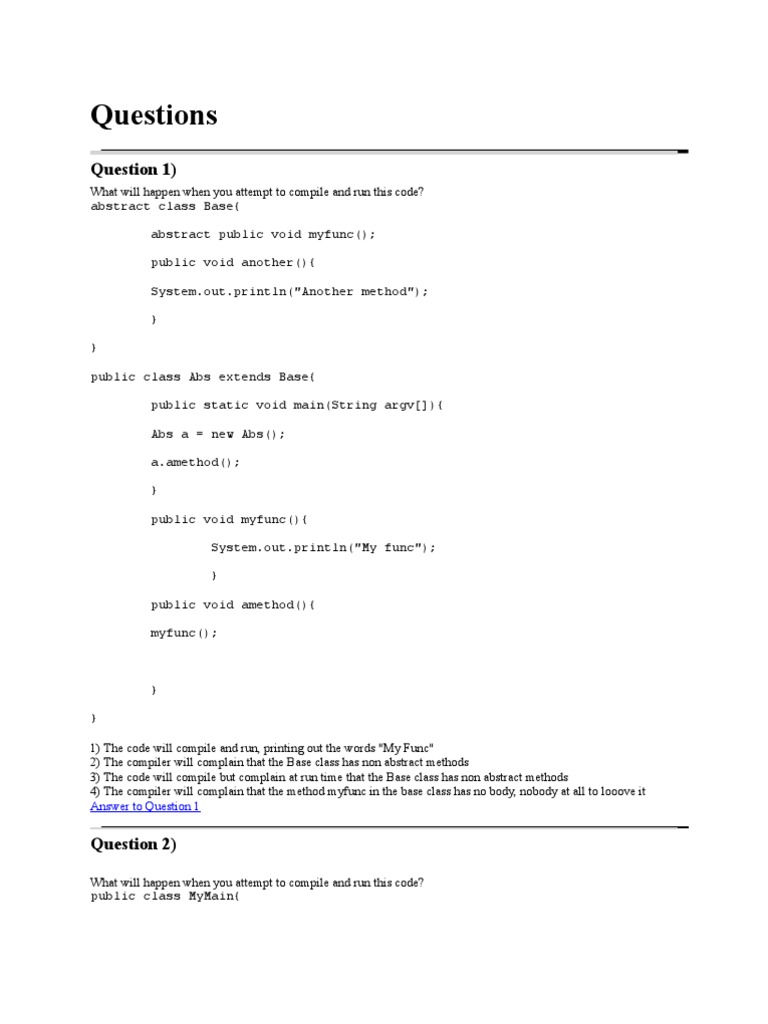 Java Code Compilation and Runtime Questions | PDF | Method (Computer ...