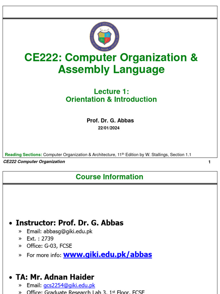 CE222 Computer Organization Course Guide | PDF | Computer Architecture ...
