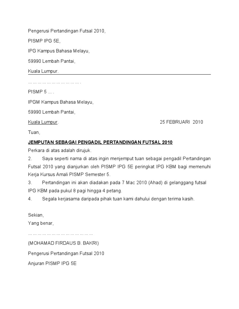 Surat Jemputan Pengadil Pdf