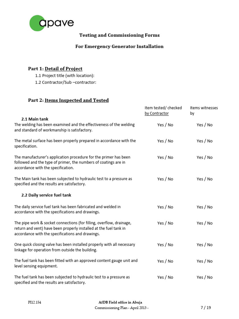 Emergency Generator Testing Plan | PDF | Mains Electricity | Power Supply