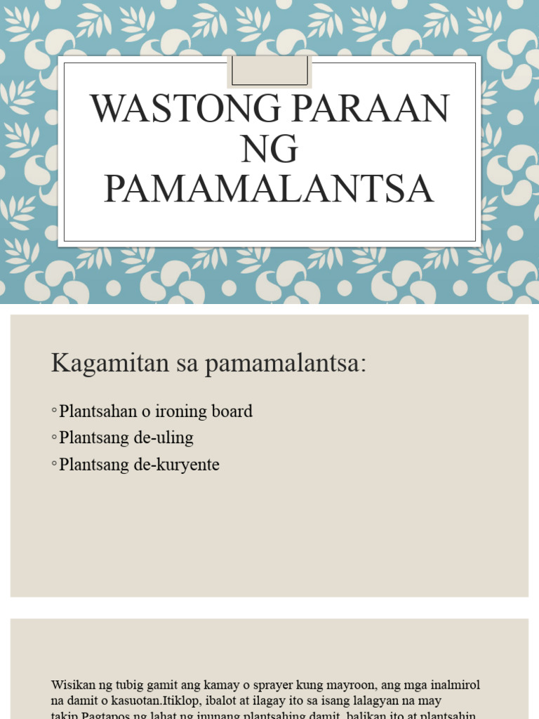 Wastong paraan ng pamamalantsa pdf