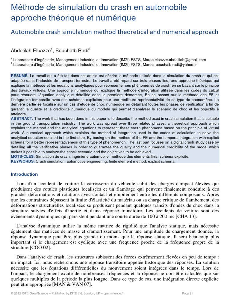 Méthode de simulation de crash automobile | PDF | Équations | Matrice ...