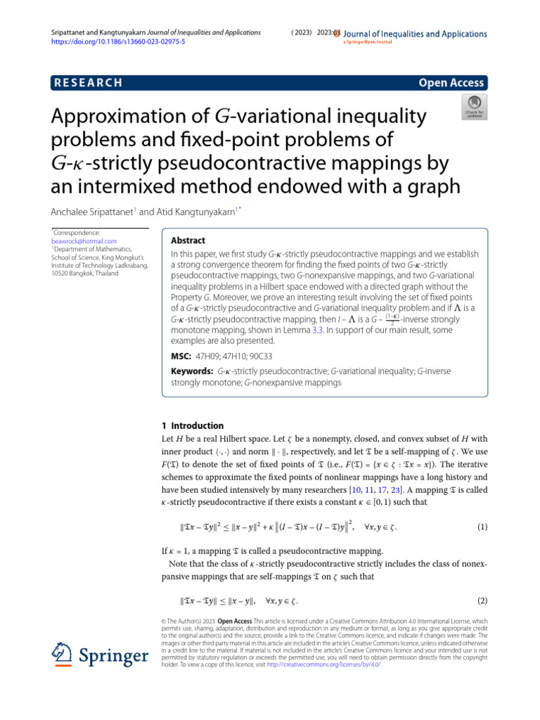 Approximation of G-variational inequality problems and fixed-point ...