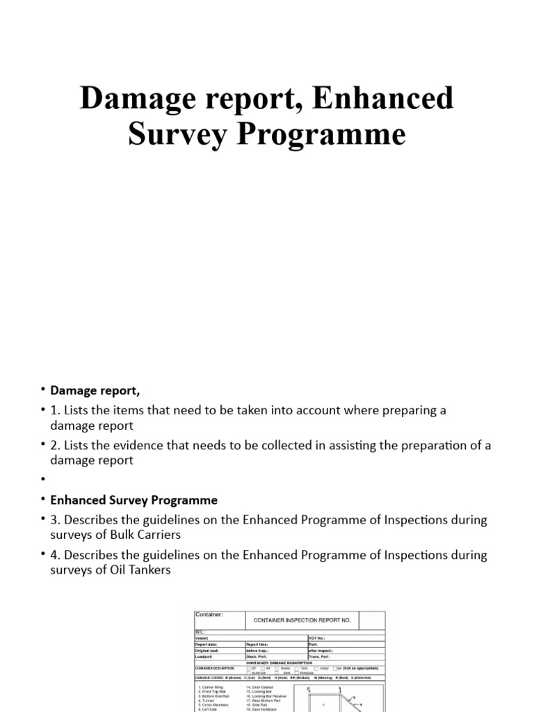 Damage Report Guidelines for Shipping | PDF | Ships | Water Transport