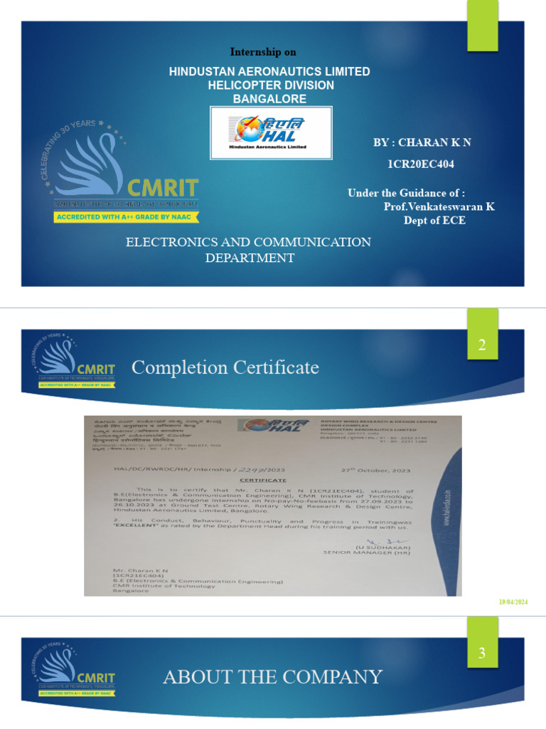 HAL Helicopter Internship Overview | PDF | Helicopter | Mechanical ...