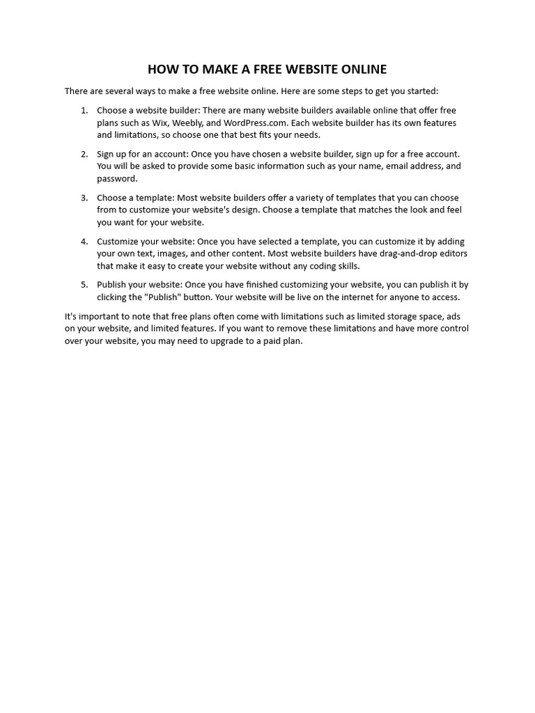 How to make a free website online pdf websites world wide web