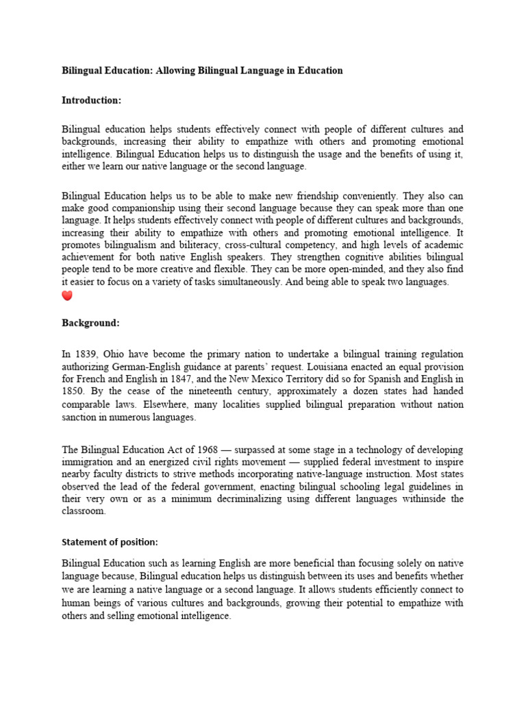 Bilingual Education | PDF | Multilingualism | First Language