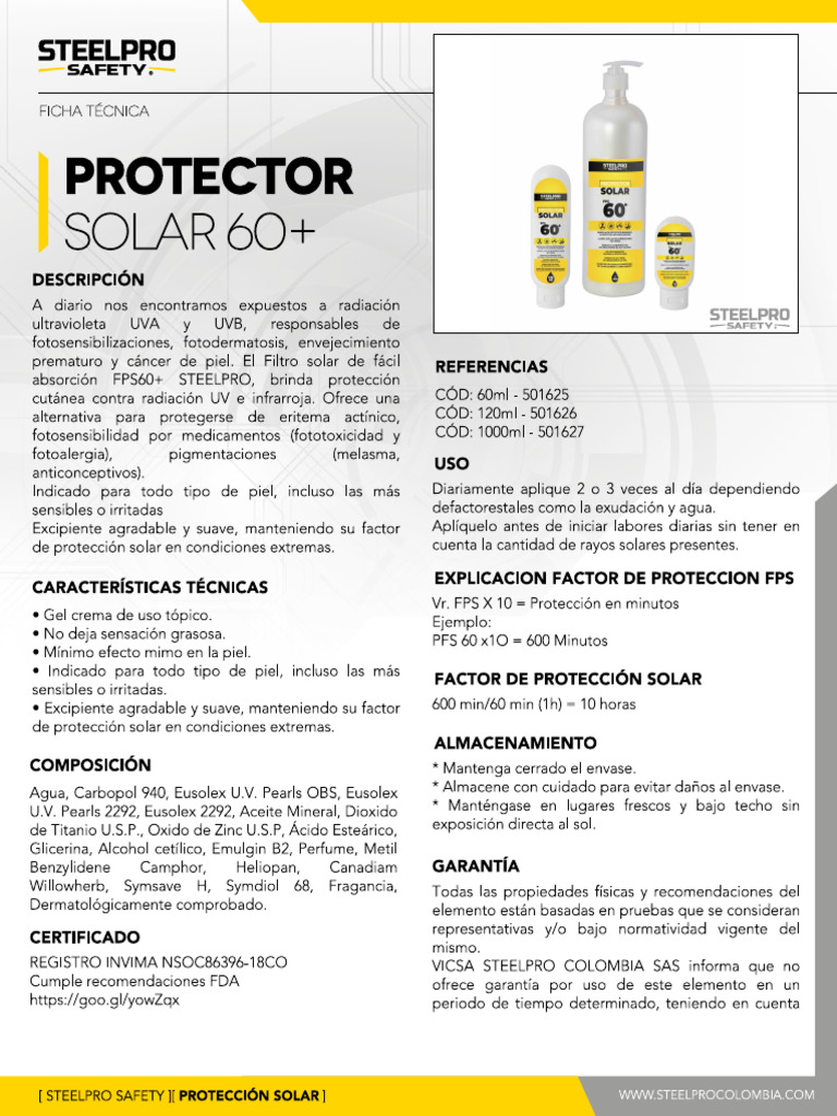 Protector Solar 60+ | PDF