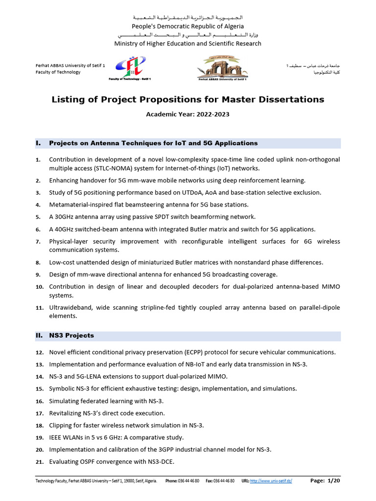 Propositions de projets de master 2022-2023 | PDF | Wi-Fi | Antenne (Radio)