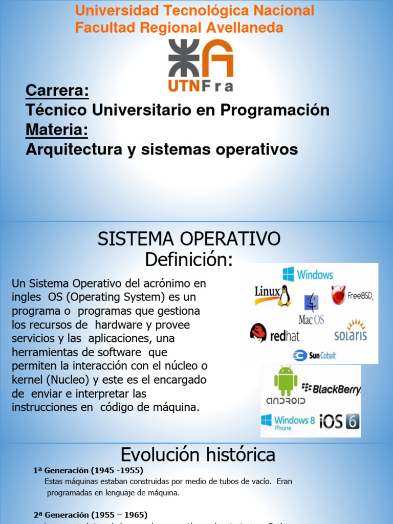 Historia y Tipos de Sistemas Operativos | PDF | Sistema operativo ...