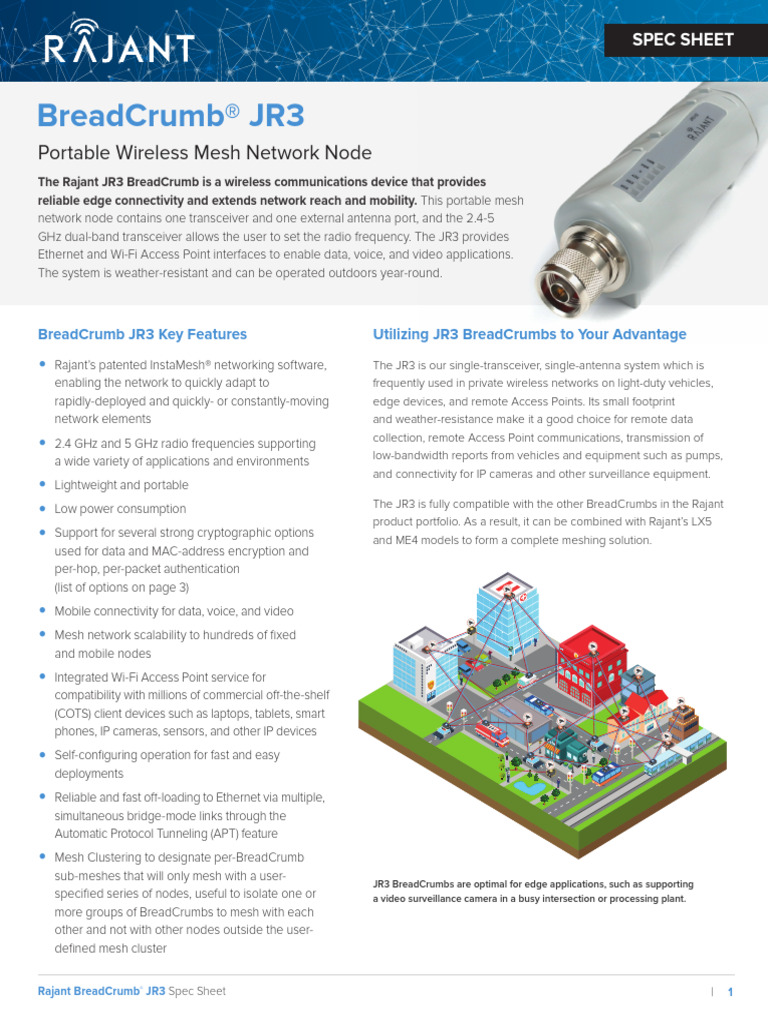 Rajant SpecSheet JR3 240220 180450 | PDF | Computer Network | Wi Fi