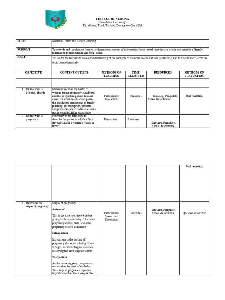 Maternal Health & Family Planning Guide | PDF | Pregnancy | Maternal Health