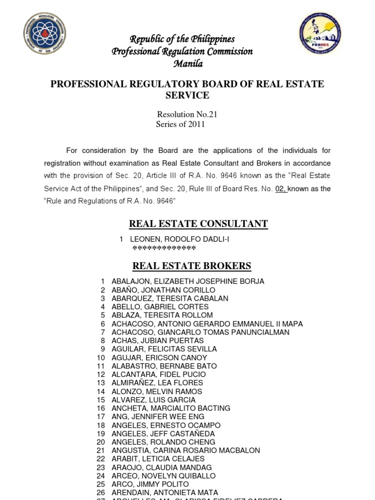 PRC Resolution or Registration of Brokers and Consultans Nov2011 PDF