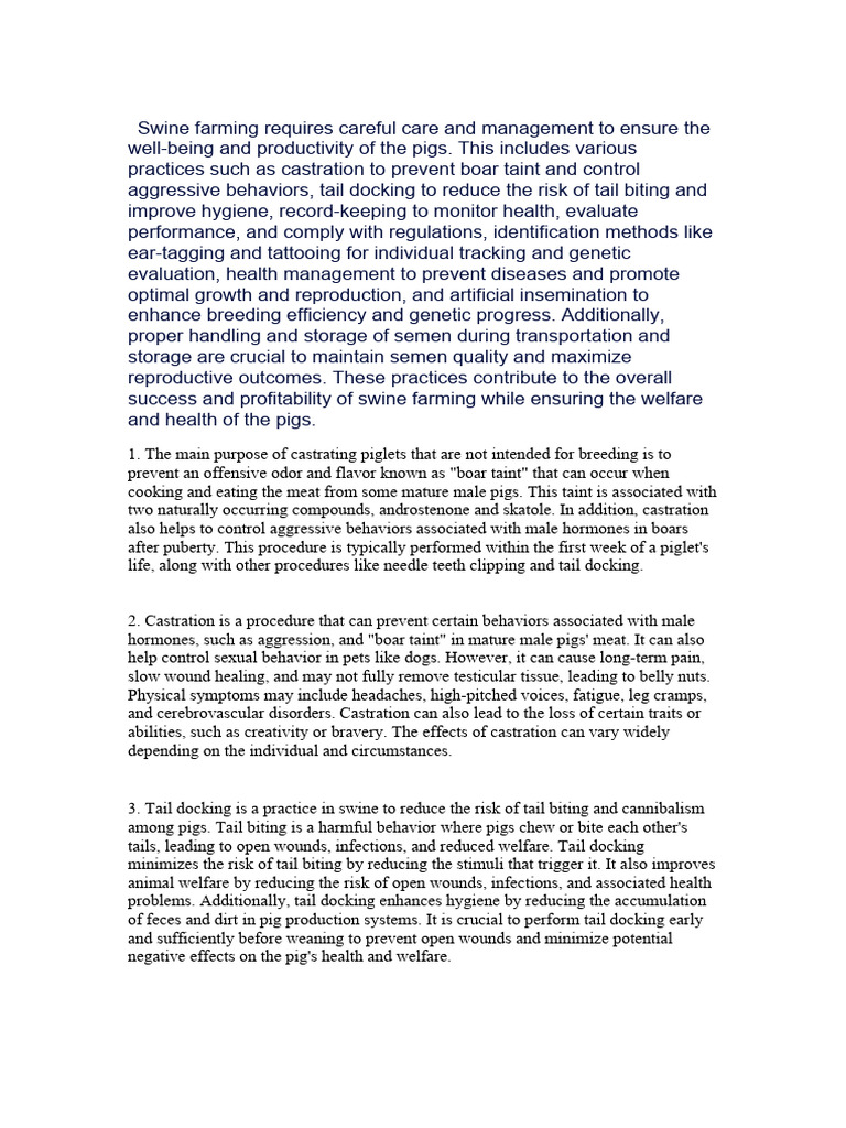 Essential Practices in Swine Farming | PDF | Pig | Selective Breeding
