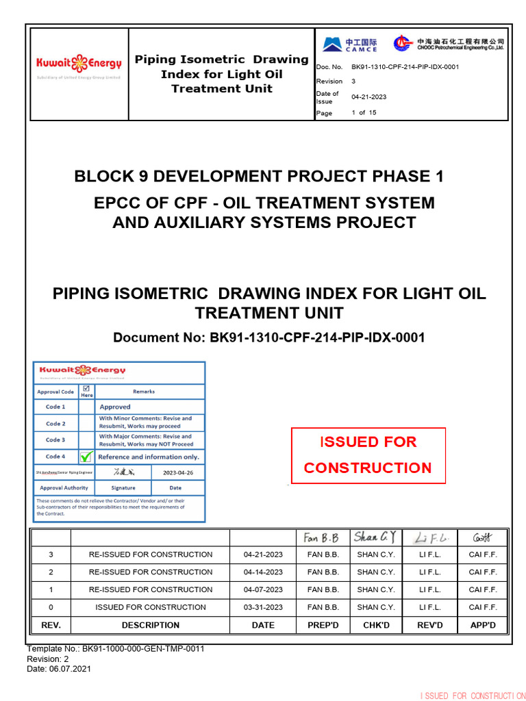 Light Oil Treatment Unit Isometric Index | PDF | Pipe (Fluid Conveyance ...