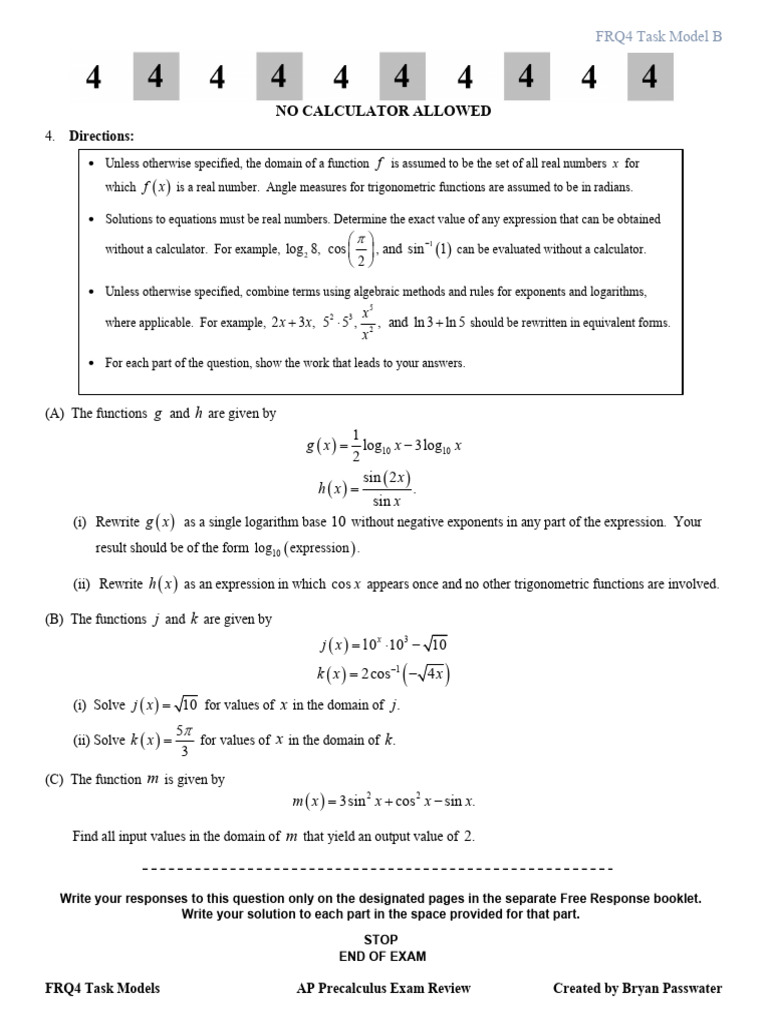 Bryan Passwater Ap Precalculus Answer Key