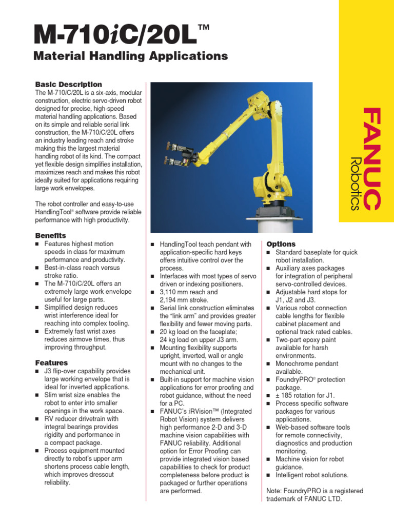M 710iC20L MH Applics | PDF | Robot | Robotics