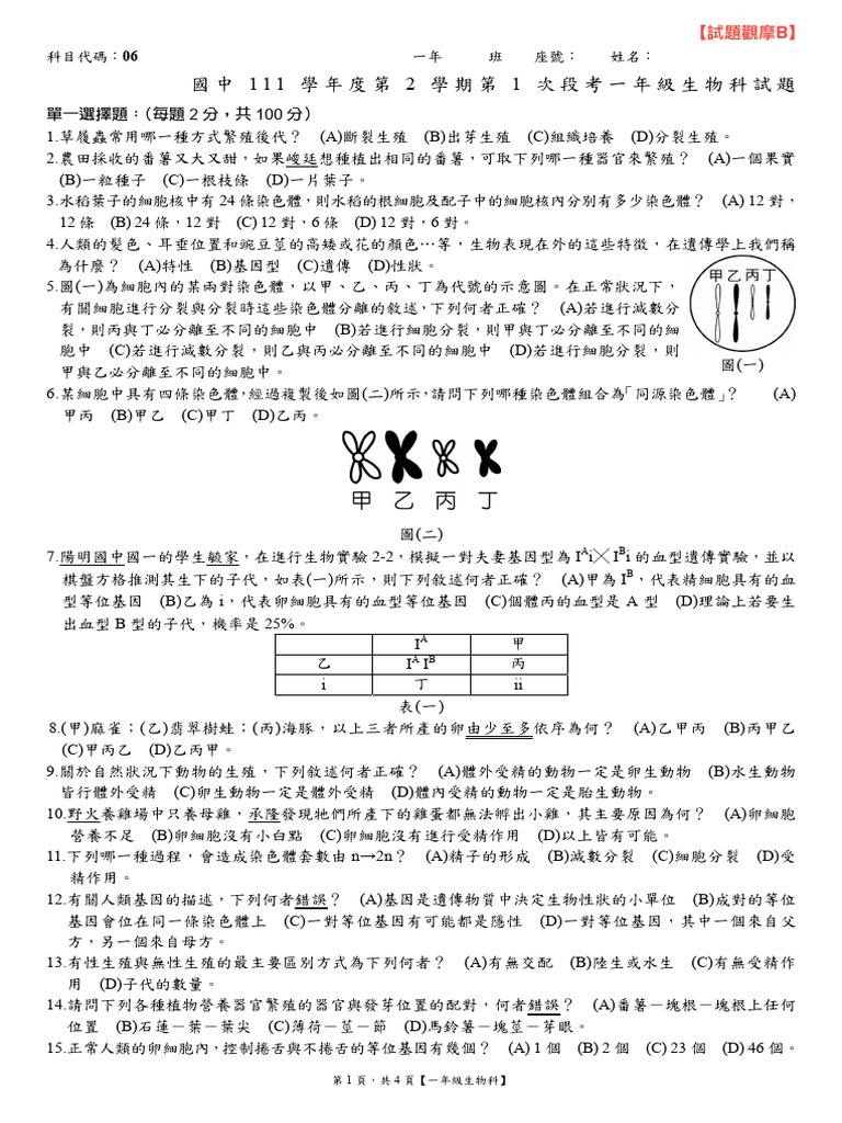 七下一段【試題觀摩B】 | PDF