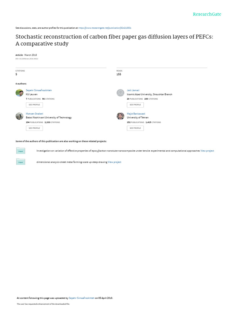 Stochastic Reconstruction of GDLs in PEFCs | PDF | Permeability (Earth ...