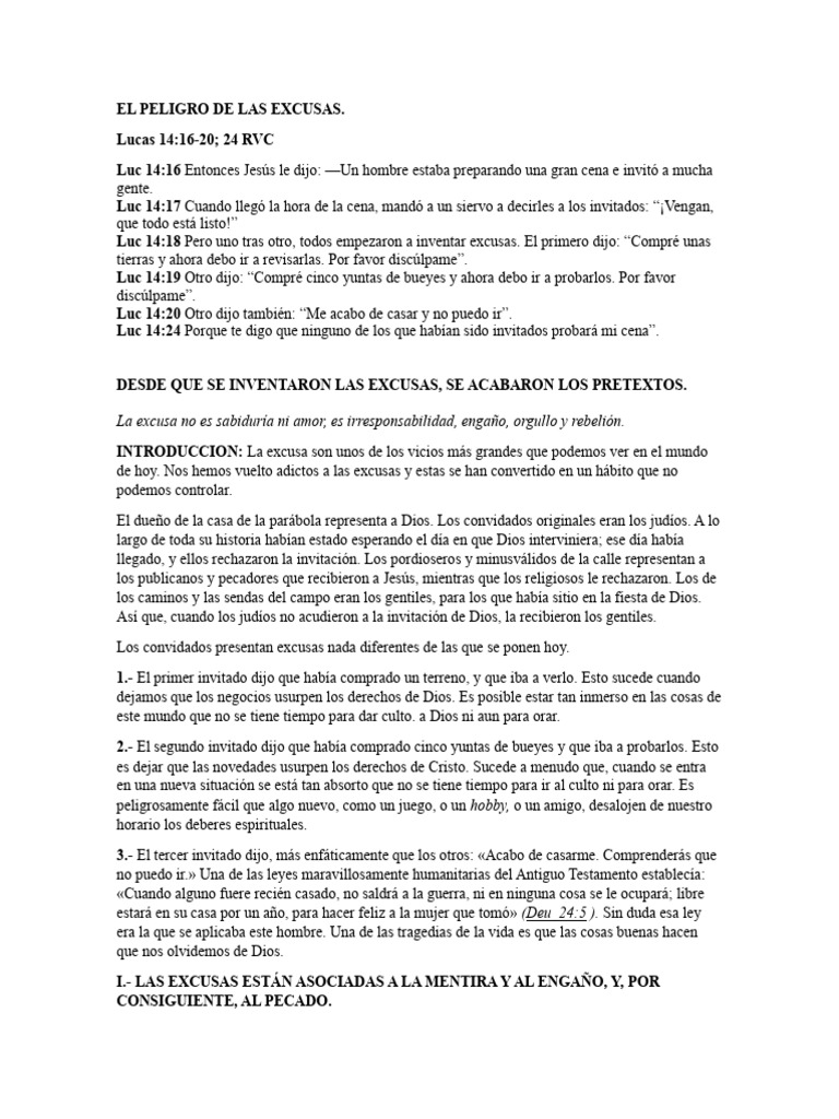 El Peligro de las Excusas en Dios | PDF | Dios | Salvación