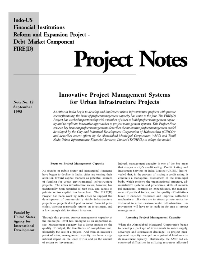 Project Notes IndoUS Financial Institutions Reform and Expansion