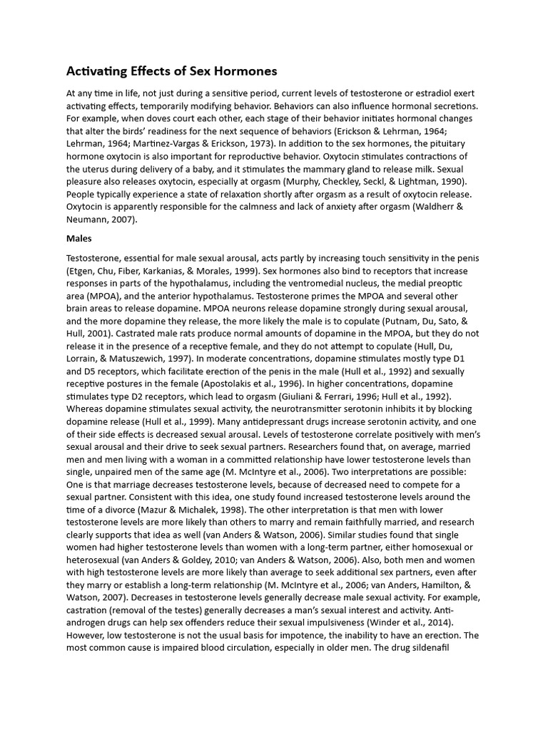 Biopsikologi - Activating Effects of Sex Hormones | PDF | Luteinizing ...