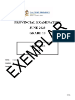 Grade 10 Provincial Examination Mathematics P1 (English) June 2023 Question Paper