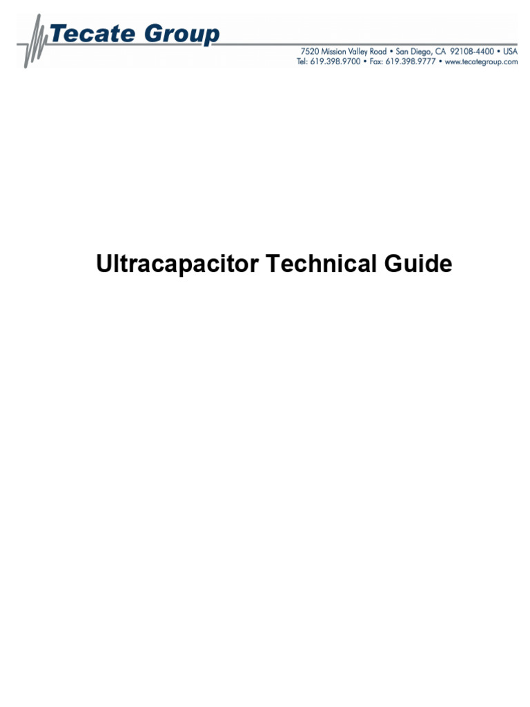 Ultracapacitor Technical Guide Overview | PDF | Capacitor | Electrical ...