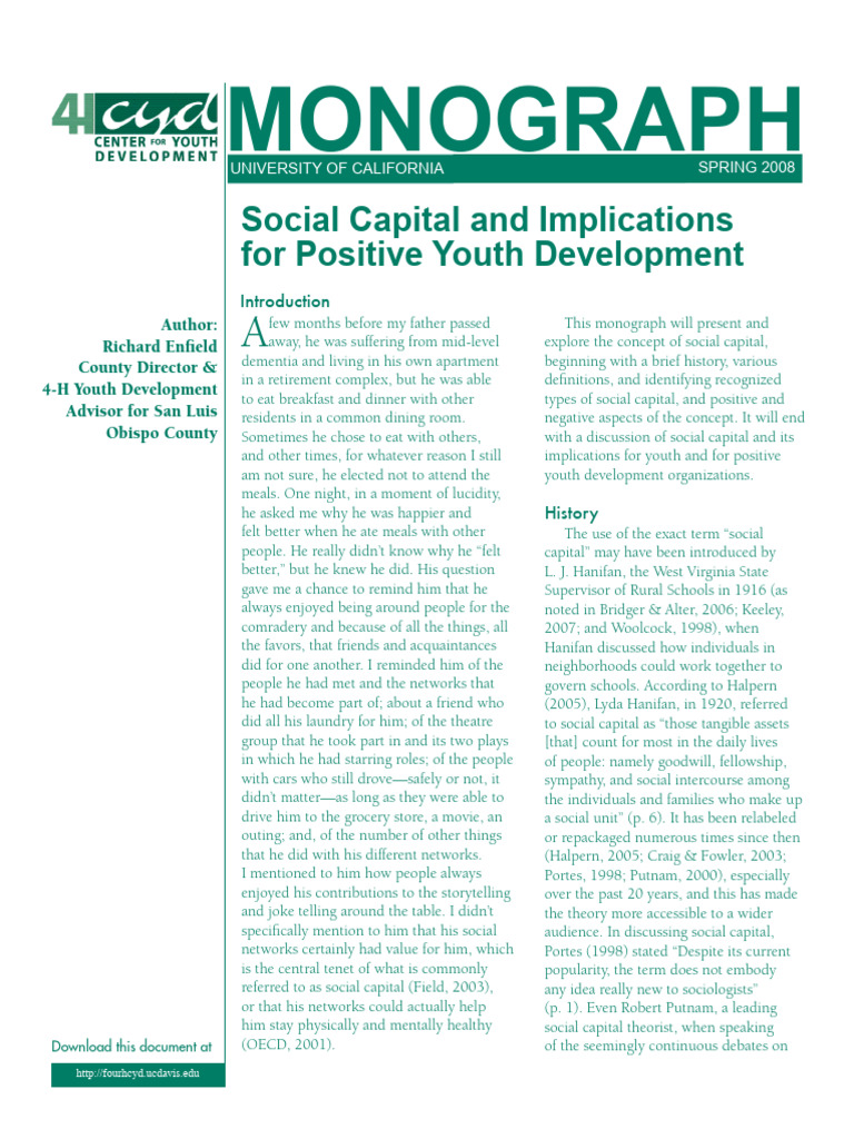 Social Capital Pdf Social Capital Sociology