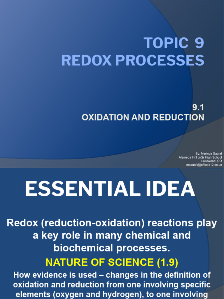 9 1 Oxidation And Reduction Pdf Redox Chemical Reactions