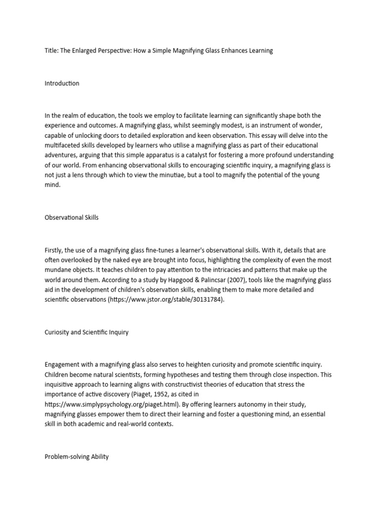 Magnifying Glass: Boosting Learning Skills | PDF | Learning ...