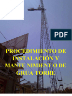 Procedimiento de Instalación de Patas, Montaje y Mantenimiento de Grúa Torre