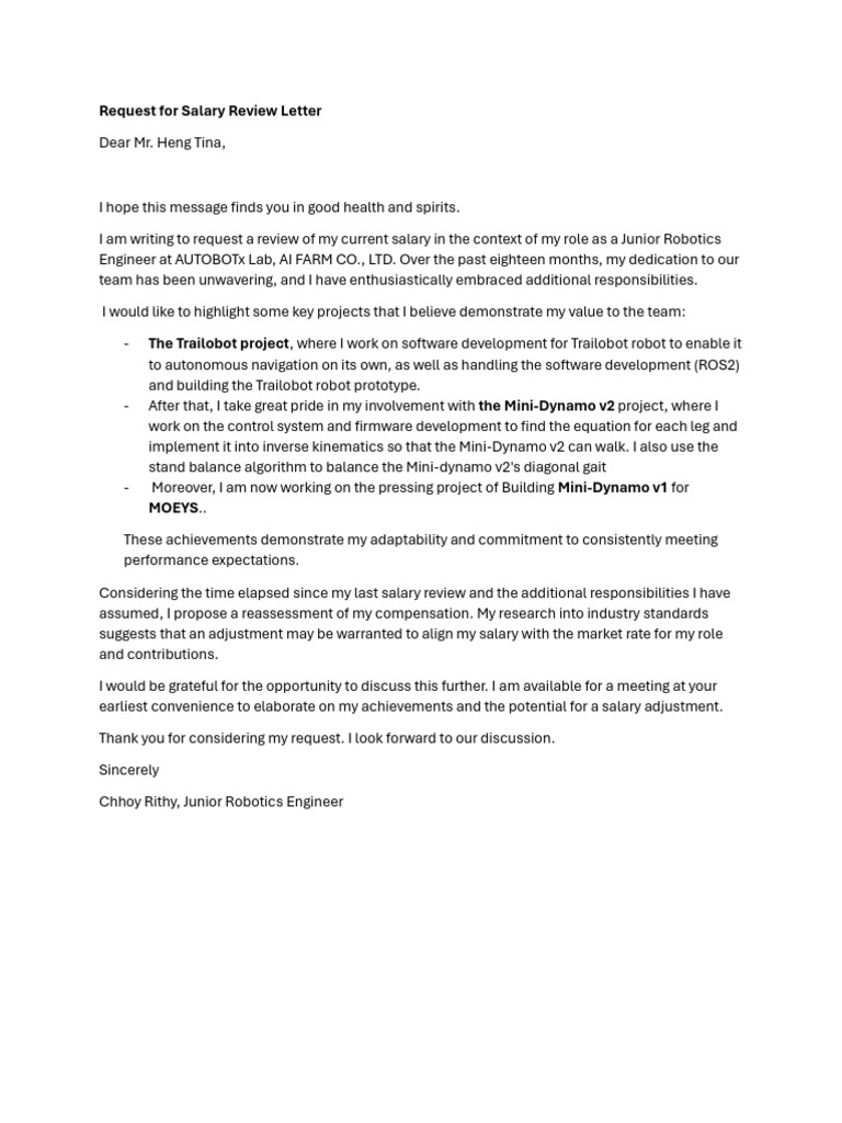Salary Review Request for Engineer | PDF