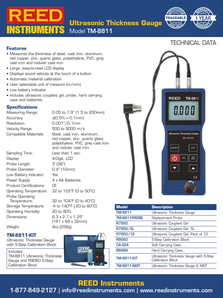 Reed TM-8811 | PDF | Calibration | Metrology