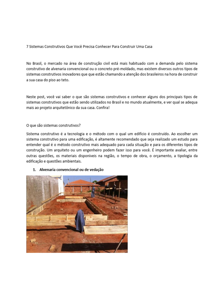 Tipos de Sistemas Construtivos Essenciais | PDF | Drywall